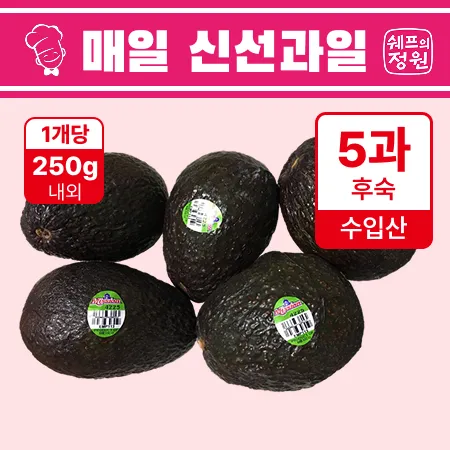 아보카도 후숙과 대과 5개 (개당 210g 내외)
