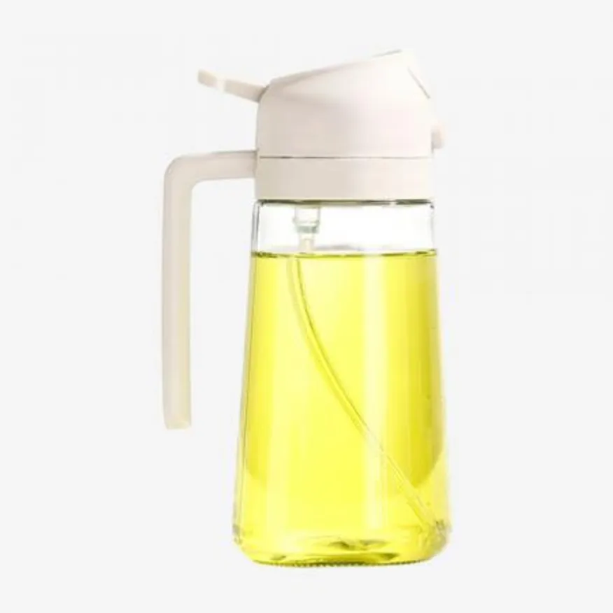 투명 강화유리 기름 오일 간장 소스 시럽 양념통 스프레이 병 2WAY-소 470ml 이미지