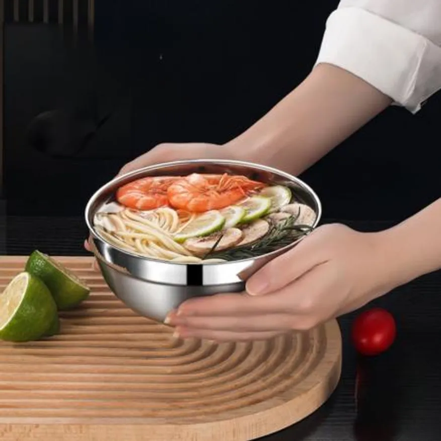 고급 304 올스텐 두꺼운 이중 스텐 냉면그릇 업소용 냉면기 20cm 이미지