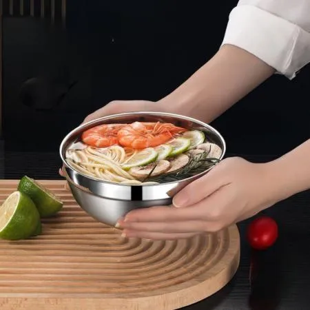 고급 304 올스텐 두꺼운 이중 스텐 냉면그릇 업소용 냉면기 20cm 이미지