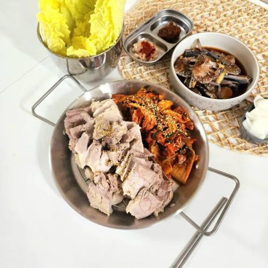 손잡이 원형 플레이트 스텐접시 스테인레스 그릇 치킨접시-중 이미지