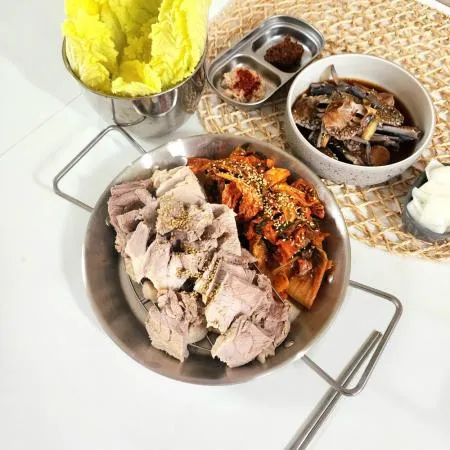 손잡이 원형 플레이트 스텐접시 스테인레스 그릇 치킨접시-중 이미지