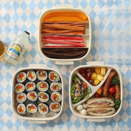 BPA-FREE 국산 분리형 피크닉 3단 도시락통 세트 런치박스 전자렌지 사용가능 이미지