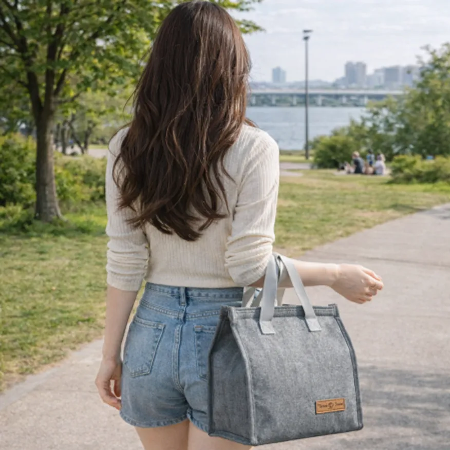 보온보냉 피크닉 도시락 가방 데일리 런치백 토트백-색상랜덤 이미지
