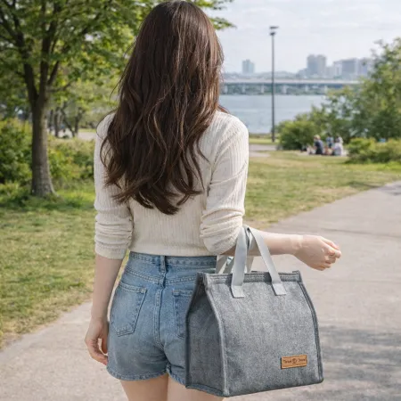 보온보냉 피크닉 도시락 가방 데일리 런치백 토트백-색상랜덤 이미지