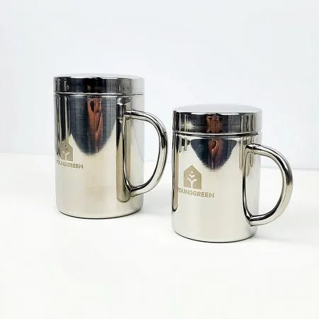 304 스텐물컵 가정 업소용컵 캠핑 식당용 뚜껑컵 400ml 이미지