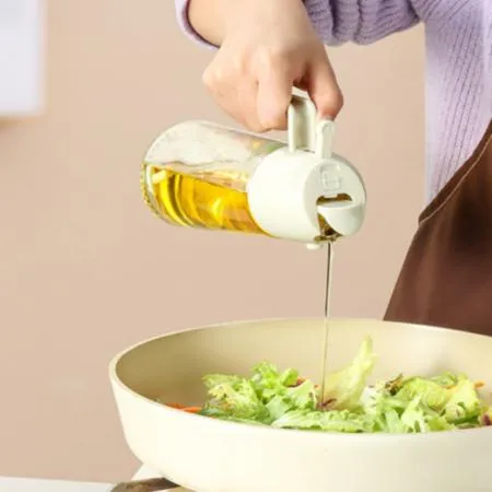 투명 강화유리 기름 오일 간장 소스 시럽 양념통 스프레이 병 2WAY-소 470ml 이미지