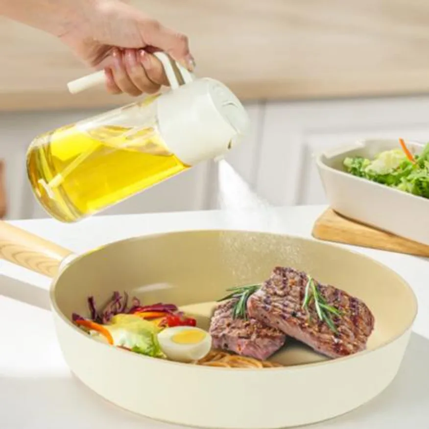 투명 강화유리 기름 오일 간장 소스 시럽 양념통 스프레이 병 2WAY-소 470ml 이미지