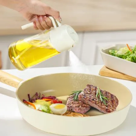 투명 강화유리 기름 오일 간장 소스 시럽 양념통 스프레이 병 2WAY-소 470ml 이미지