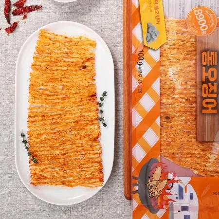 통째로 구운 버터구이 오징어 50cm 대왕오징어 구이 간식 술안주 100g-불닭구이맛 이미지