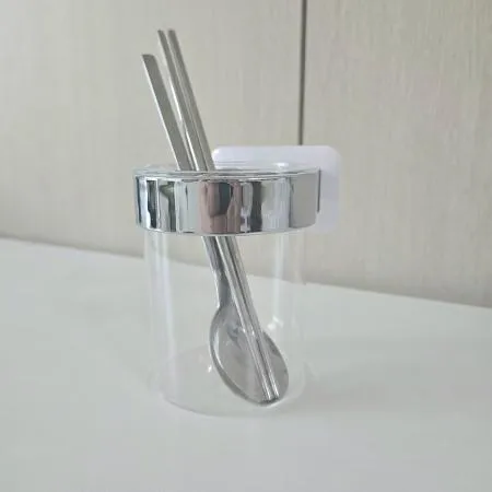 투명 싱크대 부착형 수저불림통 숟가락 젓가락 설거지통 이미지
