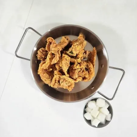 손잡이 원형 플레이트 스텐접시 스테인레스 그릇 치킨접시-중 이미지