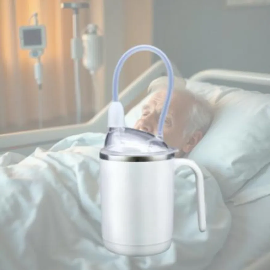304 스텐 손잡이형 실리콘 빨대컵 450ml 이미지