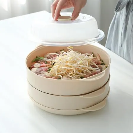 국산 대용량 전자레인지 2단 찜기 세트 BPA-Free 다이어트 야채 만두 찜용기