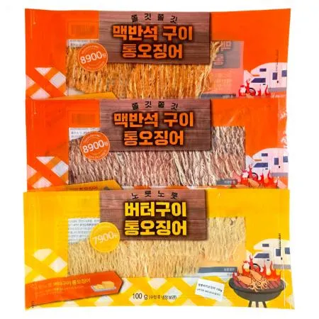 통째로 구운 버터구이 오징어 50cm 대왕오징어 구이 간식 술안주 100g-땅콩버터구이맛