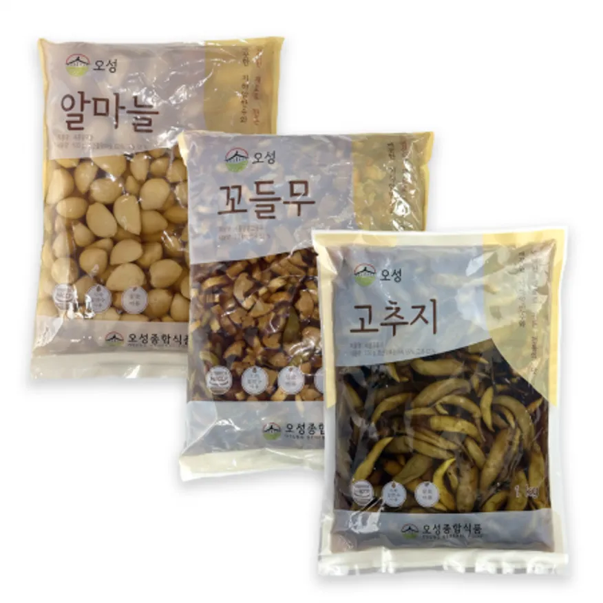 인기반찬 고추지 꼬들무 알마늘 1kg 장아찌 밑반찬 세트 이미지