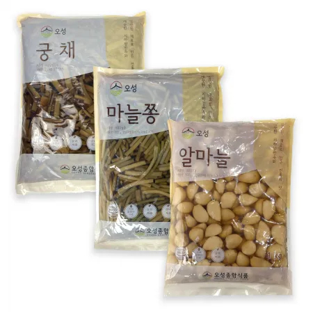 고기반찬 알마늘 마늘쫑 궁채 1kg 장아찌 밑반찬 세트