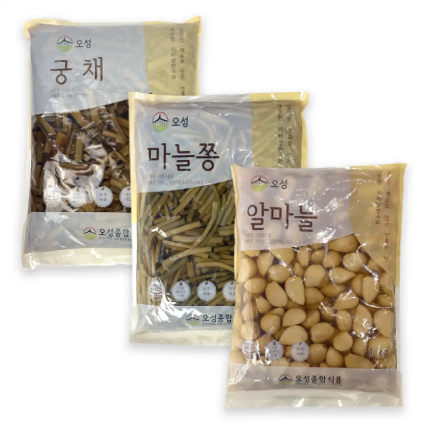 고기반찬 알마늘 마늘쫑 궁채 1kg 장아찌 밑반찬 세트 이미지