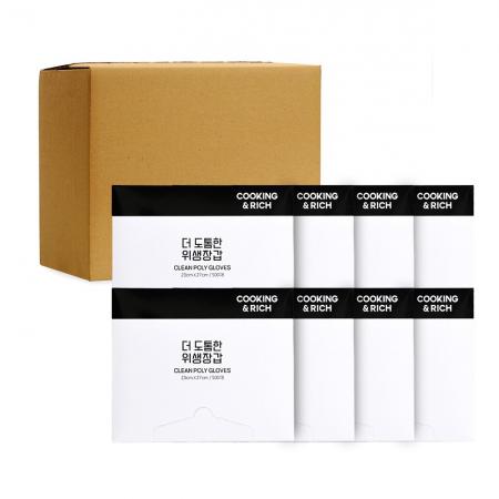 대용량 500매입x8개 쿠킹앤리치 더도톰한 일회용 위생 비닐장갑