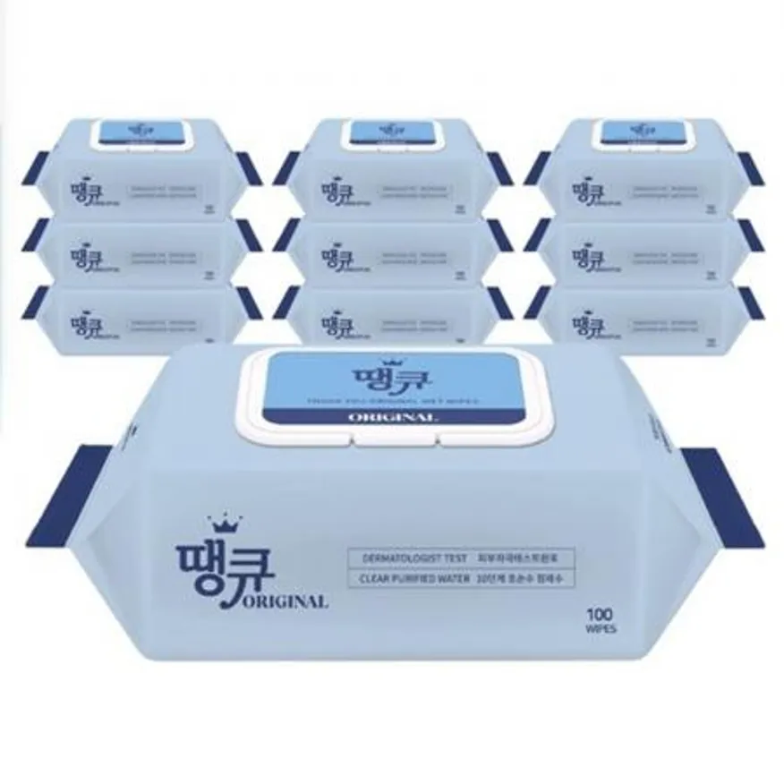 땡큐 오리지널 물티슈 100매 10팩 티슈 대용량 휴대용 이미지