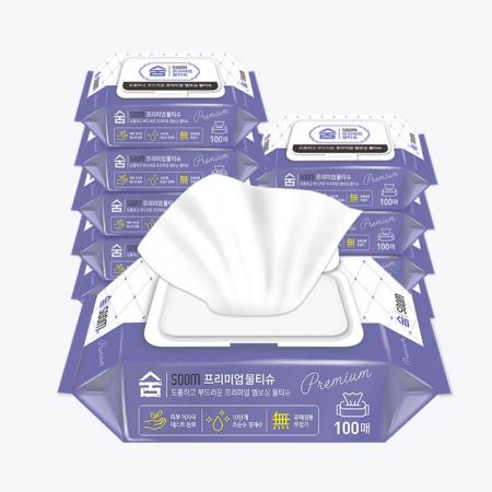 숨 프리미엄 물티슈 (캡형) 100매 10팩 티슈 대용량 휴대용