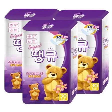 오리지널 땡큐 3겹 14m 30롤 3팩 휴지 화장지