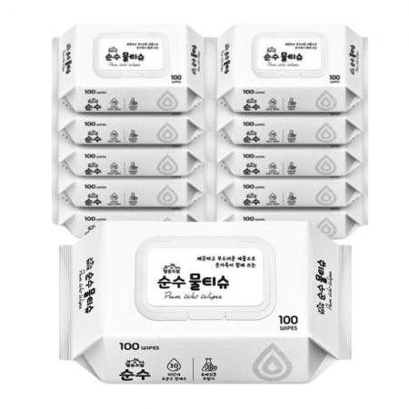 행운드림 순수 물티슈 100매 25팩 티슈 대용량 휴대용