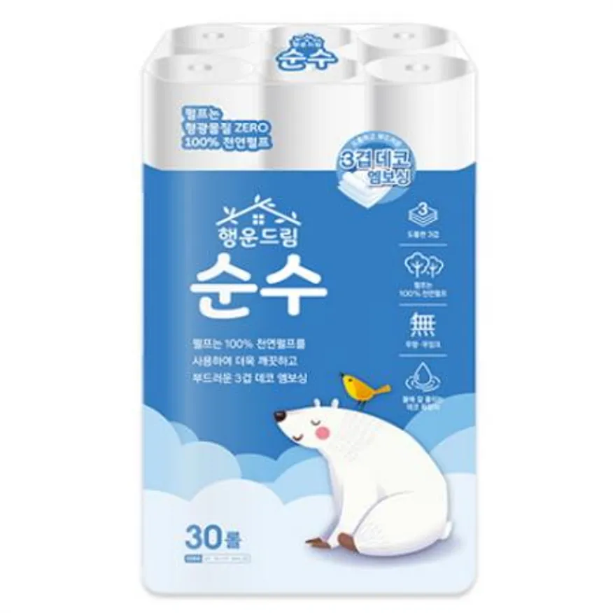 행운드림 순수 3겹 18m 30롤 1팩 휴지 화장지 이미지