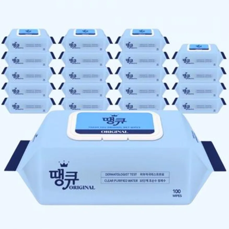 땡큐 오리지널 물티슈 100매 10팩 티슈 대용량 휴대용 이미지