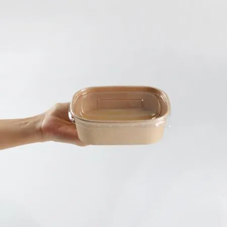 [BR]크라프트 라운드 용기+PET 뚜껑(RECT7-360/360ml) 300개 세트 이미지