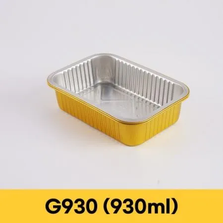 [BR] 사각 알루미늄 용기+F184 PP 뚜껑 (G930/930ml/골드) 500개