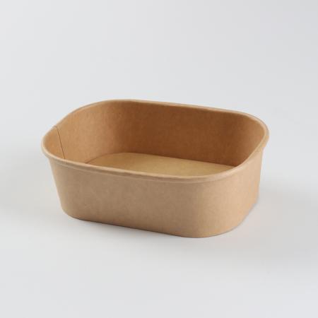 [BR]크라프트 라운드 용기+PET 뚜껑(RECT7-360/360ml) 300개 세트