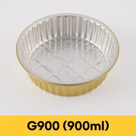 [BR] 원형 알루미늄 용기+Y180 PP 뚜껑 (G900/900ml/골드) 500개