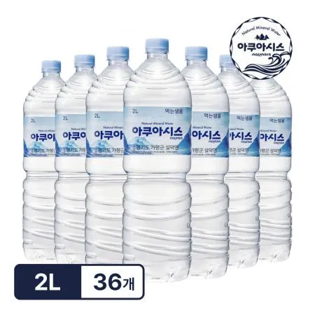 아쿠아시스 생수 유라벨 물 2L x 36병 먹는샘물_6개입x6팩