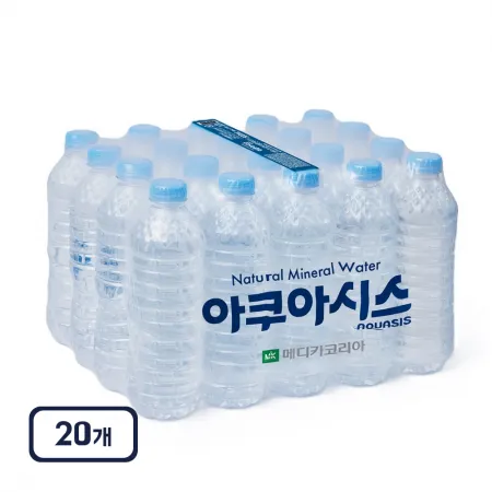 아쿠아시스 생수 무라벨 물 500ml x 20병 먹는샘물_20개입x1팩