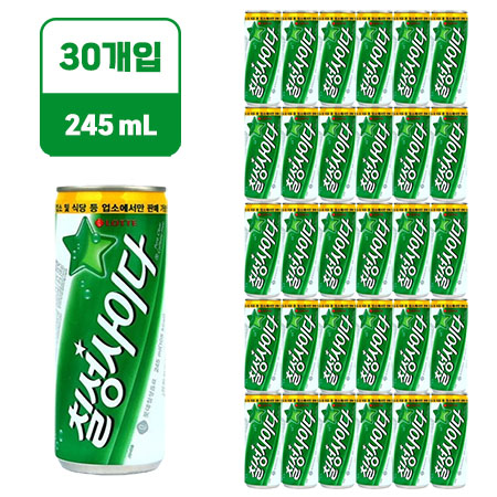 ★초특가★롯데 칠성사이다 [캔,업소용245ml*30EA/BOX]
