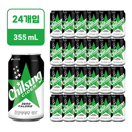 ★초특가★롯데 칠성사이다 제로 [뚱캔,업소용355ml*24EA/BOX]