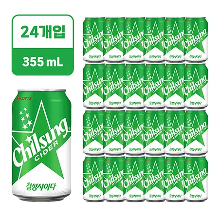 ★초특가★롯데 칠성사이다 [뚱캔,업소용355ml*24EA/BOX]