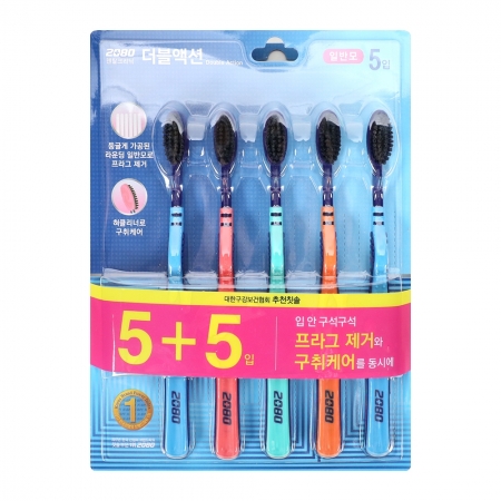 2080덴탈크리닉 더블액션(일반모) 5+5입/애경