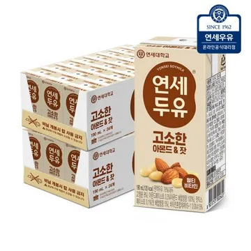 연세우유 아몬드&잣 두유 190ml 48팩