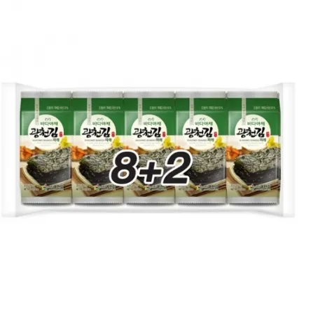 파래도시락김(광천김/바다야채파래/8+2/5g*10단/국내산)1PAK