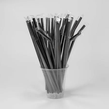 PP06 자바라 주름 빨대 개별포장 검정 일회용 스트로우 7mm 25cm  이미지