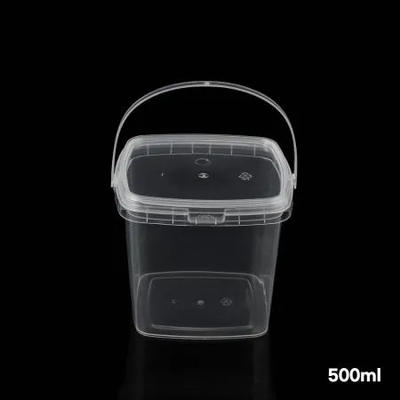 500ML PP 손잡이 사각잠금용기 + 뚜껑 세트 300개입