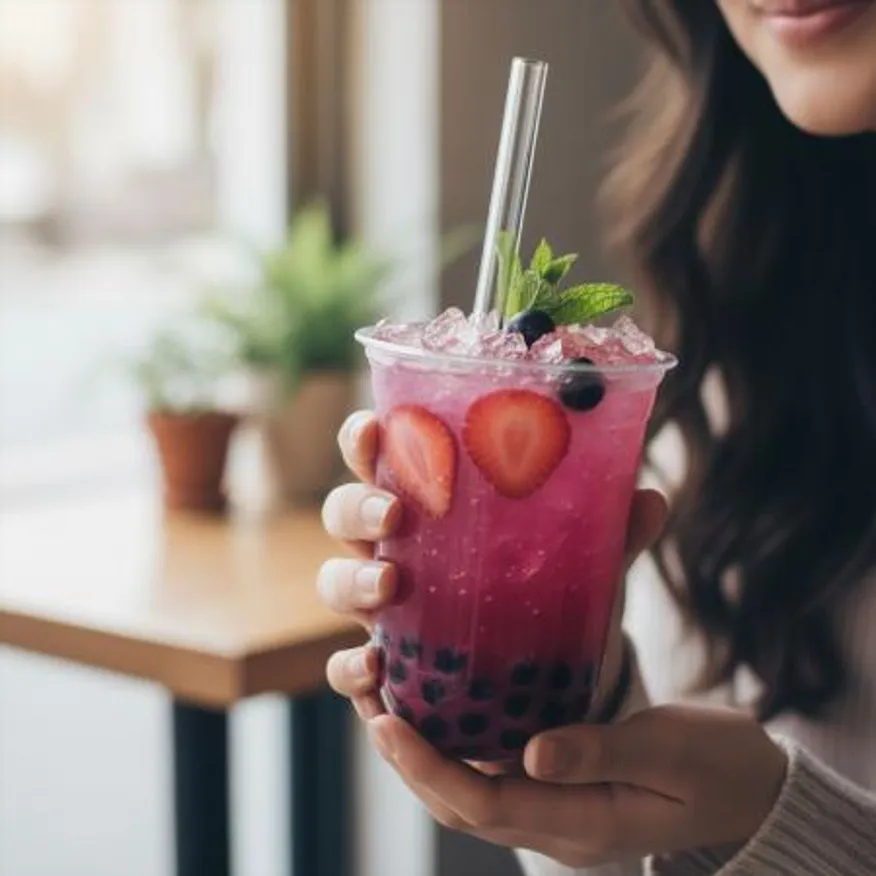 PP25 버블티 빨대 개별포장 투명 일회용 스트로우 12mm 25cm (일자컷팅) 이미지