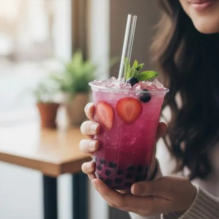 PP25 버블티 빨대 개별포장 투명 일회용 스트로우 12mm 25cm (일자컷팅)  이미지