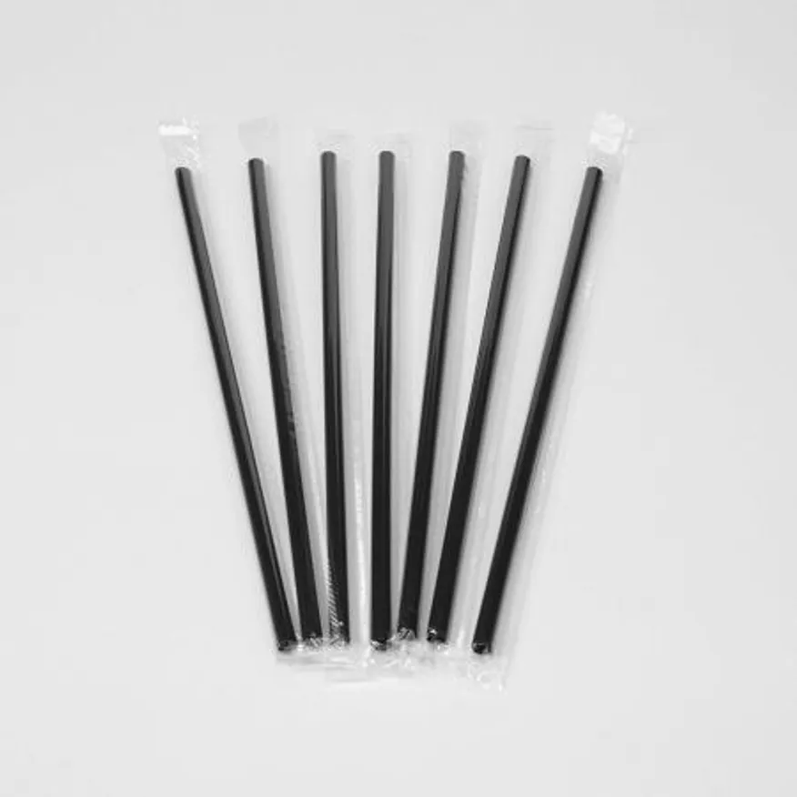 PP04 일자 빨대 개별포장 검정 일회용 스트로우 7mm 21cm 이미지