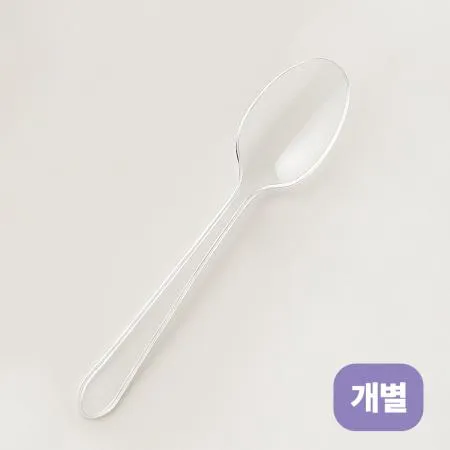 [TM] 고강도 일회용 스푼 투명 175mm 개별포장 1박스 (1,500개)