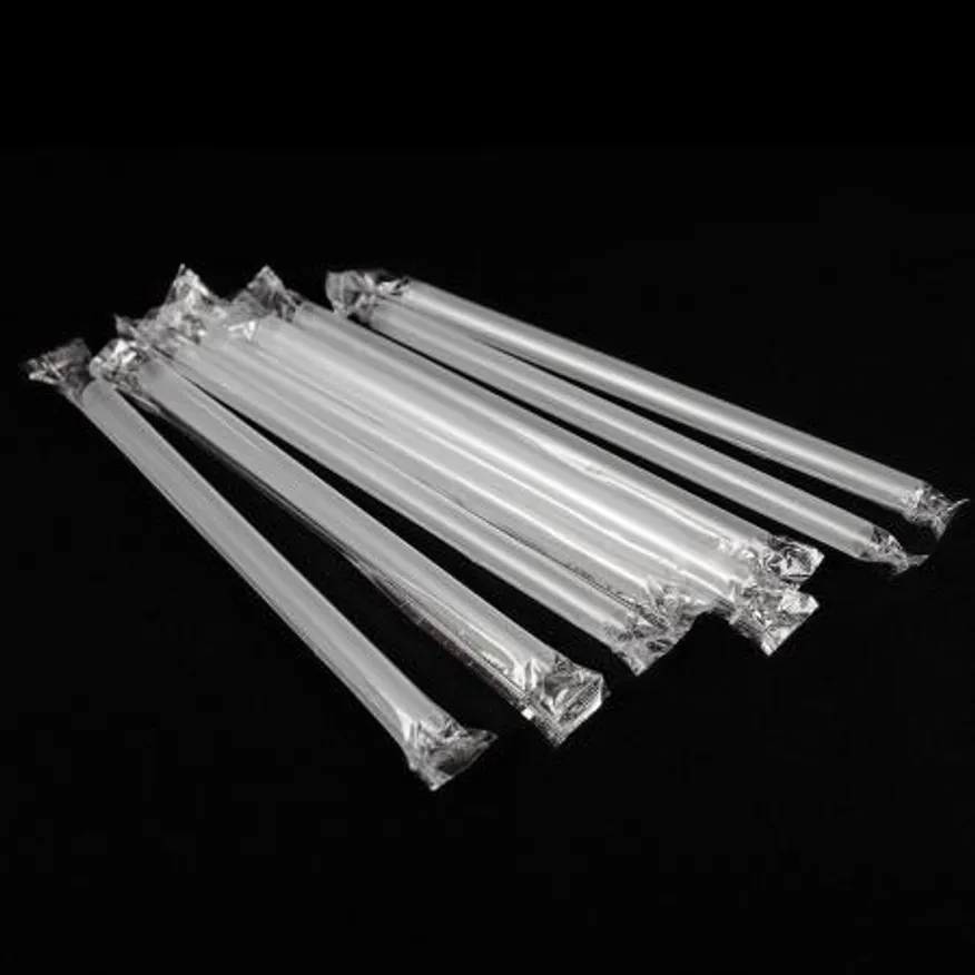 PP25 버블티 빨대 개별포장 투명 일회용 스트로우 12mm 25cm (일자컷팅) 이미지