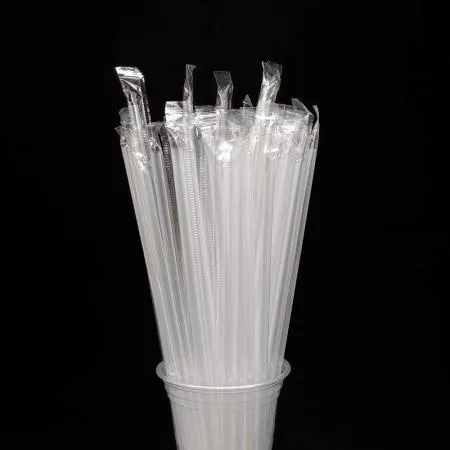PP05 일자 빨대 개별포장 투명 일회용 스트로우 7mm 25cm  이미지