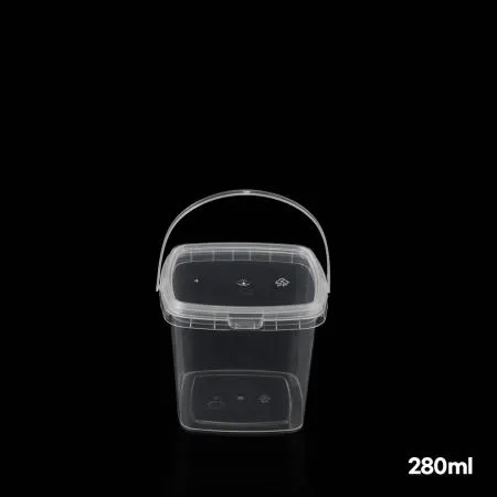 280ML PP 손잡이 사각잠금용기 + 뚜껑 세트 600개입